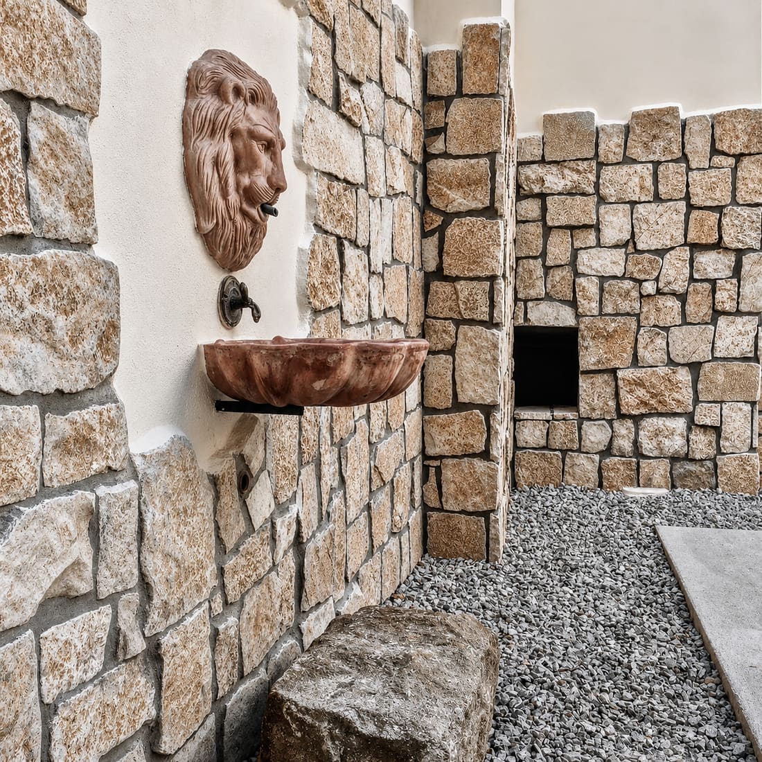 Fontanella a muro nel cortile